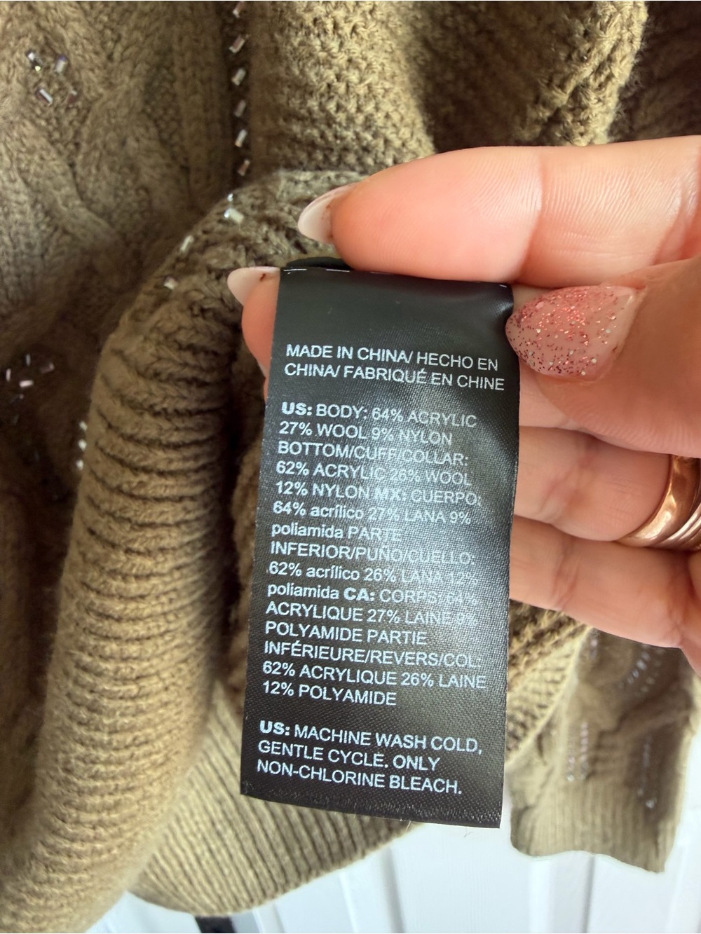 NWT White House Black Market Wool
Olive Green Embellished Cable Size: XL - Picture 5 of 8